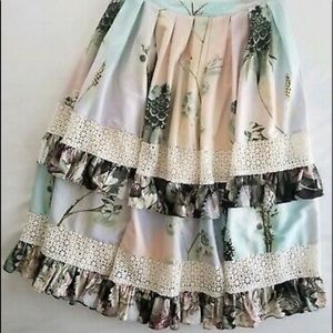 ANTHROPOLOGIE•VARUN BAHL•DIONNA FLORAL LACE TIERED RUFFLE COLLECTION SKIRT